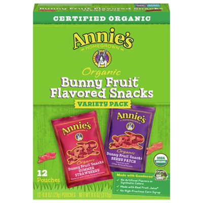 Annies Homegrown Organic Fruit Snacks Bunny Variety Pack - 12-0.8 Oz