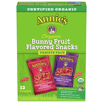 Annies Homegrown Organic Fruit Snacks Bunny Variety Pack - 12-0.8 Oz