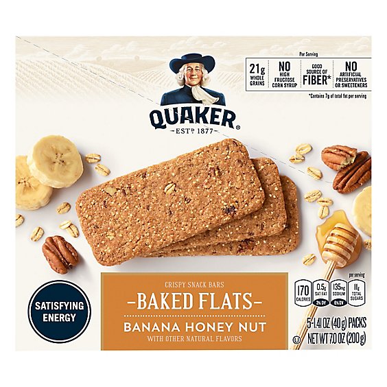 Quaker Breakfast Flats Breakfast Bars Banana Honey Nut - 5-1.41 Oz