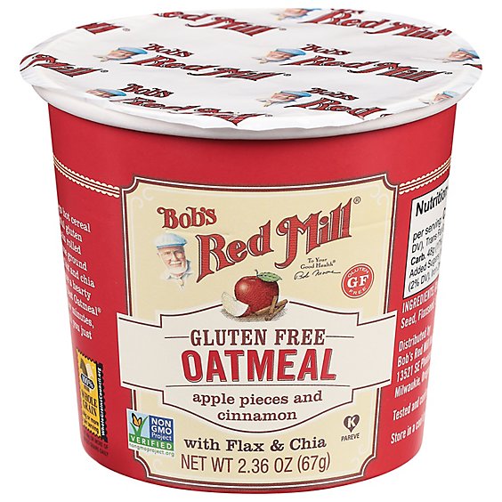 Bob's Red Mill Gluten Free Apple Pieces & Cinnamon Oatmeal Cup with Flax & Chia - 2.36 Oz