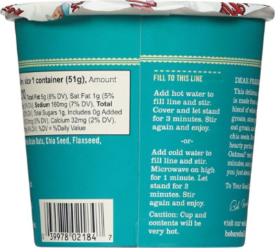 Bob's Red Mill Gluten Free Classic Oatmeal Cup with Flax & Chia - 1.81 Oz - Image 5