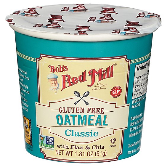 Bob's Red Mill Gluten Free Classic Oatmeal Cup with Flax & Chia - 1.81 Oz