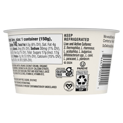 So Delicious Dairy Free Raspberry Coconut Milk Yogurt Cup - 5.3 Oz - Image 2