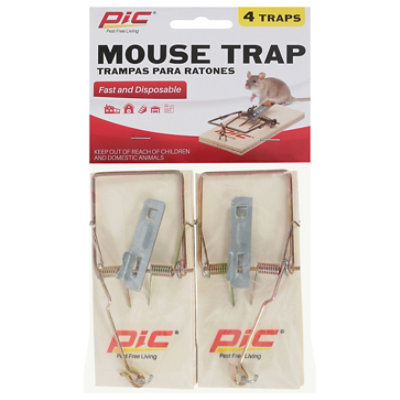 PIC Wood Mouse Traps, 4 Count