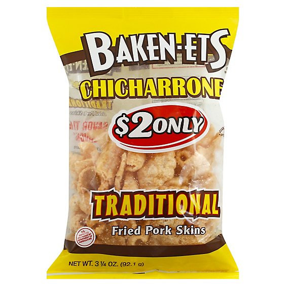 BAKEN-ETS CHICHARRONES Fried Pork Skins Traditional - 3.25 Oz