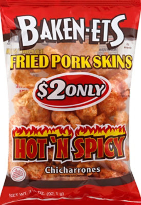 BAKEN-ETS CHICHARRONES Fried Pork Skins Hot N Spicy - 3.25 Oz - Image 2