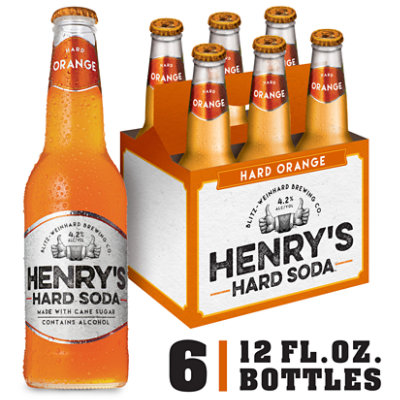 Henry's Hard Soda Hard Orange Beer Hard Soda 4.2% ABV Bottles - 6-12 Fl. Oz.