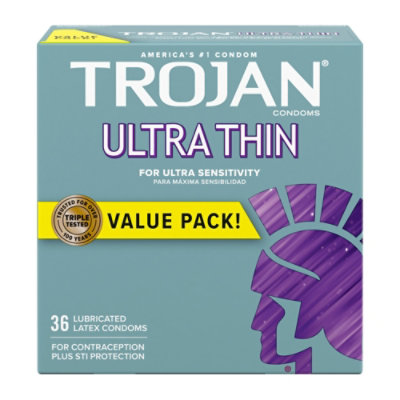 Trojan Ultra Thin Condoms For Ultra Sensitivity Pack - 36 Count - Image 1