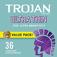 Trojan Ultra Thin Condoms For Ultra Sensitivity 36 Count - Each - Image 1
