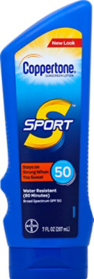 Coppertone Sport Sunscreen High Performance Lotion Broad Spectrum SPF 50 - 7 Oz