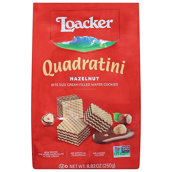 Loacker Quadratini Cookies Wafer Bite Size Hazelnut - 8.82 Oz
