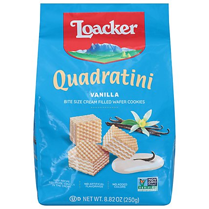 Loacker Quadratini Cookies Wafer Bite Size Vanilla - 8.82 Oz - Image 1