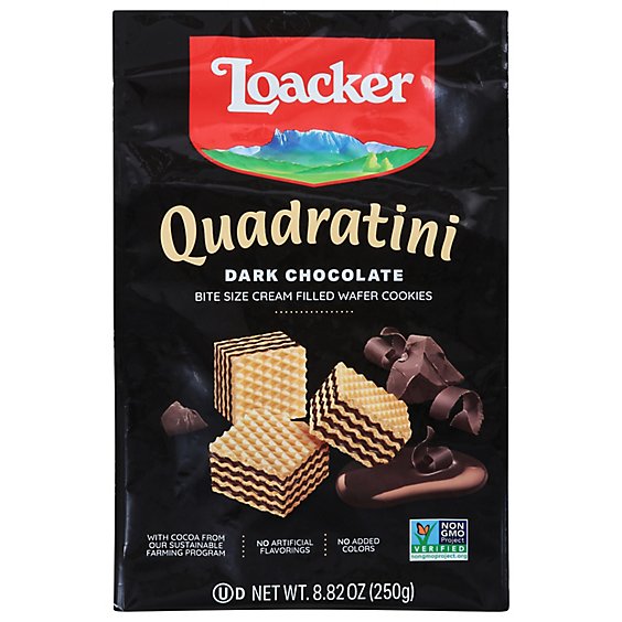 Loacker Quadratini Cookies Wafer Bite Size Dark Chocolate - 8.82 Oz