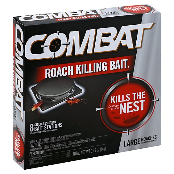 Combat Roach Killing Bait Station Large Roach - 8 Count
