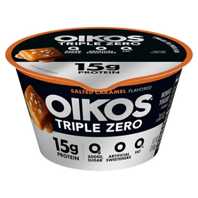 Oikos Triple Zero Salted Carmel Greek Yogurt - 5.3 Oz - Image 1