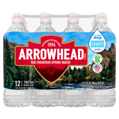 Arrowhead 100% Mountain Spring Water Plastic Sport Cap - 12-23.7 Fl. Oz.