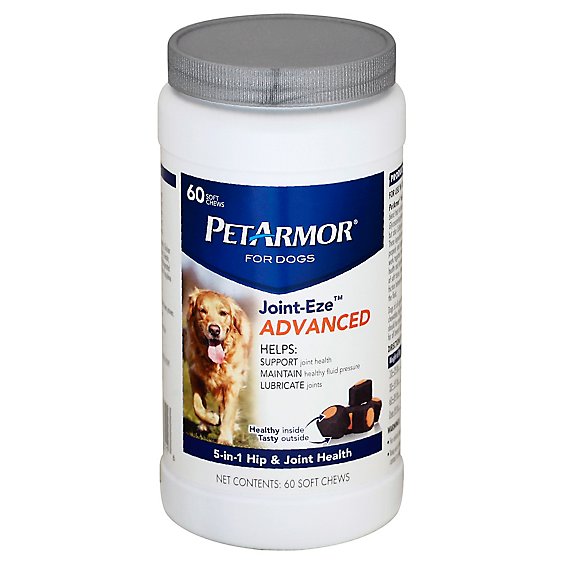 PetArmor Joint-Eze Advanced 5-In-1 Hip & Joint Health Soft Chews For Dogs Jar - 60 Count