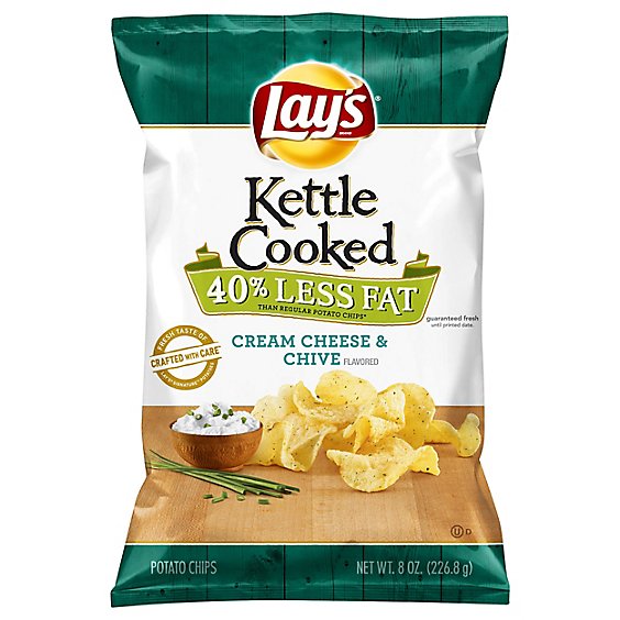 Lays Potato Chips Kettle Cooked Cream Cheese & Chive - 8 Oz