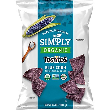 TOSTITOS Tortilla Chips Simply Organic Blue Corn - 8.25 Oz - Image 2