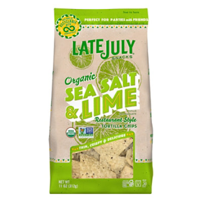 Late July Snacks Tortilla Chips Organic Restaurant Style Sea Salt & Lime - 11 Oz