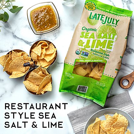 Late July Snacks Tortilla Chips Organic Restaurant Style Sea Salt & Lime - 11 Oz - Image 6