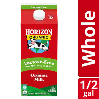 Horizon Organic Whole Lactose Free Milk Carton - 0.5 Gallon