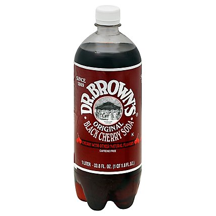 Dr Browns Black Cherry Soda - 33.8 Fl. Oz. - Image 1