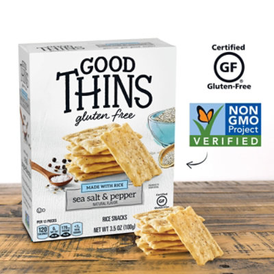 Good Thins Sea Salt & Pepper Rice Snacks Gluten Free Crackers - 3.5 Oz - Image 5