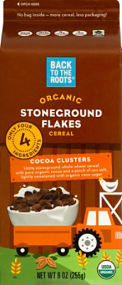 Back to the Roots Organic Cereal Stoneground Flakes Cocoa Clusters - 9 Oz - Image 2