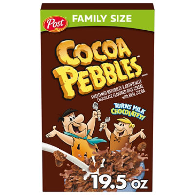 Post Cocoa PEBBLES Gluten Free Kid Snacks Breakfast Cereal Large Cereal Box - 19.5 Oz