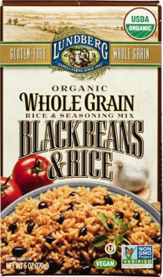  Lundberg Organic Rice & Seasoning Mix Whole Grain Black Beans & Rice Box - 6 Oz 