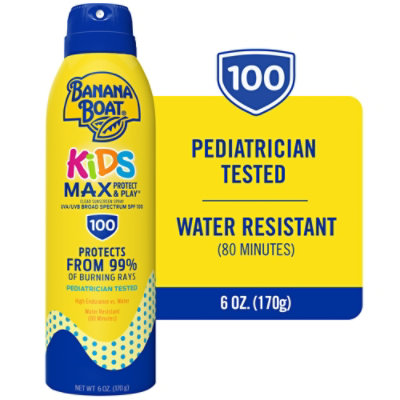 Banana Boat Kids Max Protect & Play Broad Spectrum SPF 100 Clear Sunscreen Spray - 6 Oz - Image 1