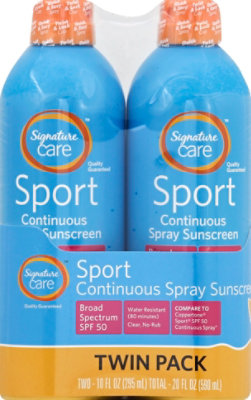 Signature Care Sunscreen Sport Continuous Spray Broad Spectrum SPF 50 Twin Pack - 2-10 Fl. Oz. - Image 2