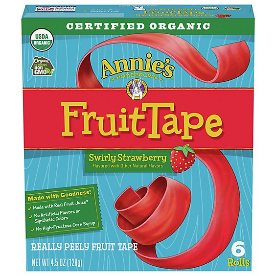Annies Homegrown Really Peely Fruit Tape Organic Swirly Strawberry Rolls - 6 Count