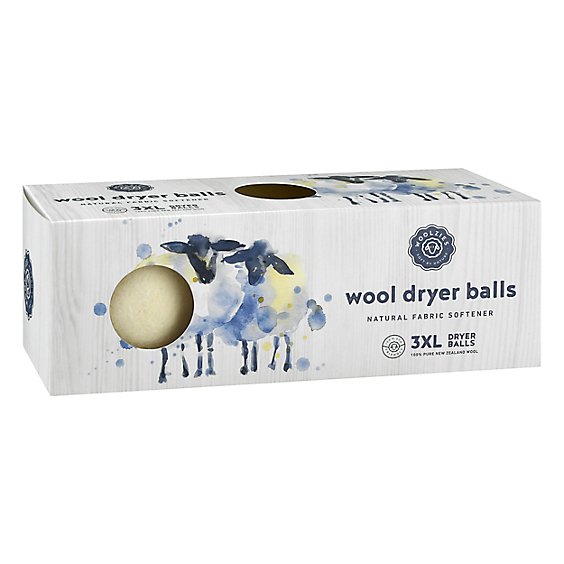Woolzies Fabric Softener Dryer Balls Natural for Small Loads Hypoallergenic Box - 3 Count