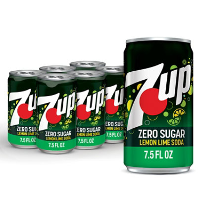 7UP Zero Sugar Lemon Lime Soda Cans Multipack - 6-7.5 Fl. Oz. - Image 1