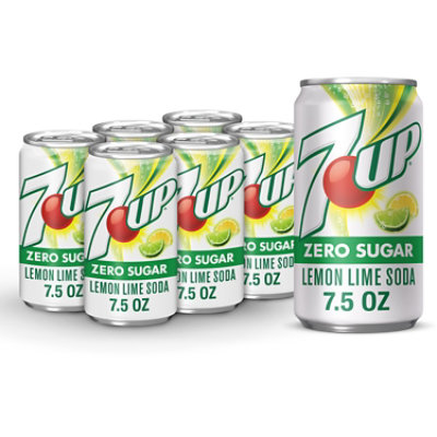 7UP Soda Zero Sugar Lemon Lime In Cans - 6-7.5 Fl. Oz.