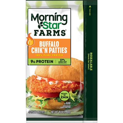 MorningStar Farms Meatless Chicken Patties Plant Based Protein Vegan Meat Buffalo 4 Count - 10 Oz - Image 6