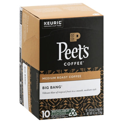 Peet's Coffee Big Bang Medium Roast K Cup Pods - 10 Count