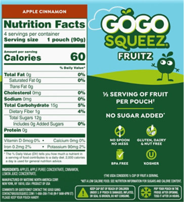 GoGo squeeZ Applesauce Apple Cinnamon - 4-3.2 Oz - Image 5