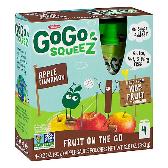 GoGo squeeZ Applesauce Apple Cinnamon - 4-3.2 Oz
