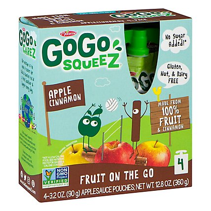 GoGo squeeZ Applesauce Apple Cinnamon - 4-3.2 Oz - Image 1