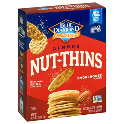 Blue Diamond Nut Thins Cracker Snacks Almond Nut & Rice Smokehouse - 4.25 Oz