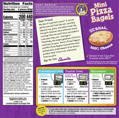 Annies Homegrown Pizza Bagels Three Cheese Mini 9 Count - 6.65 Oz - Image 6