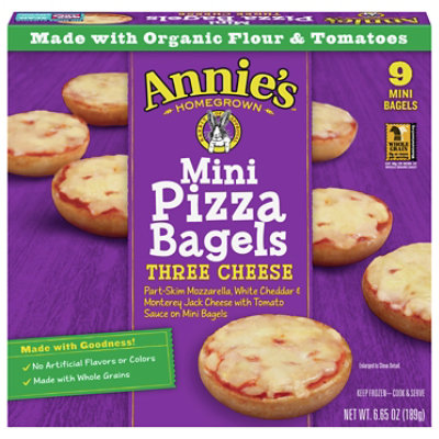 Annies Homegrown Pizza Bagels Three Cheese Mini 9 Count - 6.65 Oz - Image 1