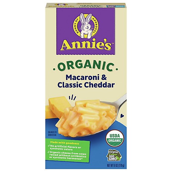 Annies Homegrown Macaroni & Cheese Organic Classic Mild Cheddar Box - 6 Oz