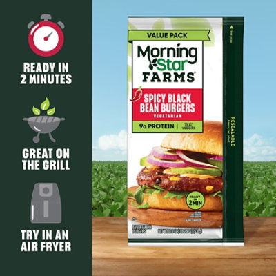 MorningStar Farms Veggie Burgers Spicy Black Bean Vegetarian 8 Count - 18.9 Oz - Image 4