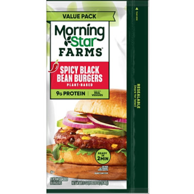 MorningStar Farms Veggie Burgers Plant Based Protein Spicy Black Bean 8 Count - 18.9 Oz  - Image 7