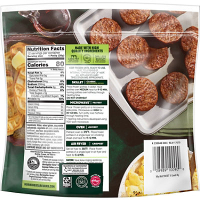 MorningStar Farms Meatless Sausage Patties Plant Based Protein Original 12 Count - 16 Oz  - Image 7