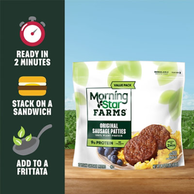 MorningStar Farms Meatless Sausage Patties Plant Based Protein Original 12 Count - 16 Oz  - Image 3